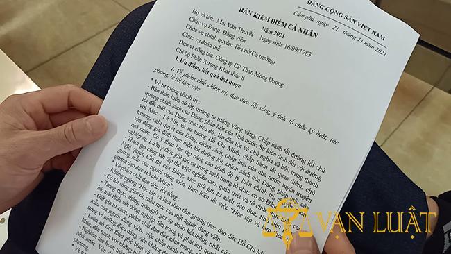 Bản tự kiểm điểm Đảng viên, bản kiểm điểm cá nhân mới hiện nay!
