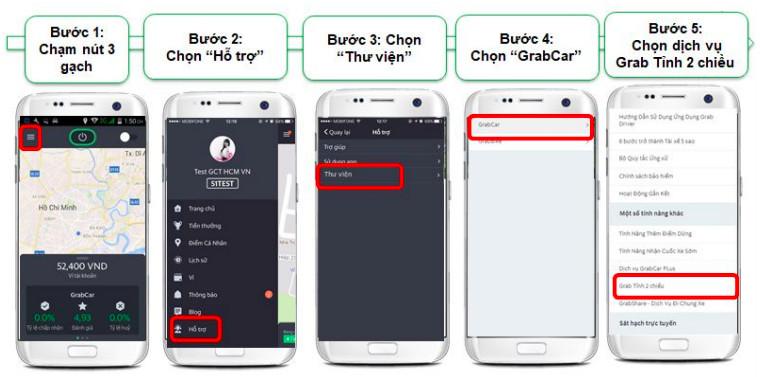 Giao diện ứng dụng Grab hiển thị cuốc xe Grab Tỉnh 2 Chiều giúp tài xế Grab nhận biết và trả lời câu hỏi grab driver về dịch vụ này.