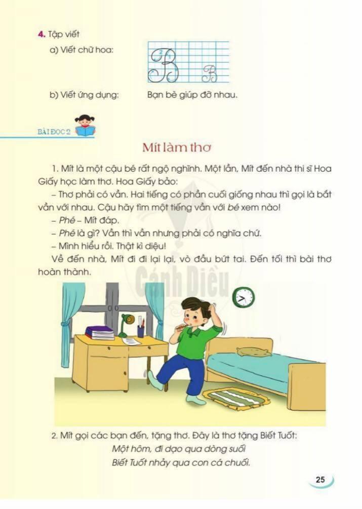 Văn bản “Mít làm thơ” trong sách Tiếng Việt 2 - bộ sách Cánh Diều.