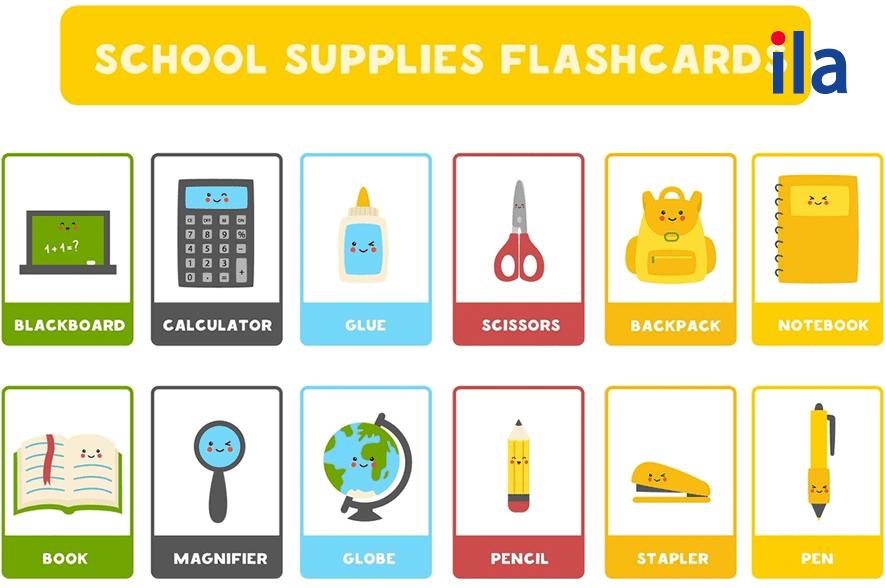 Từ vựng đồ dùng học tập tiếng Anh cơ bản.