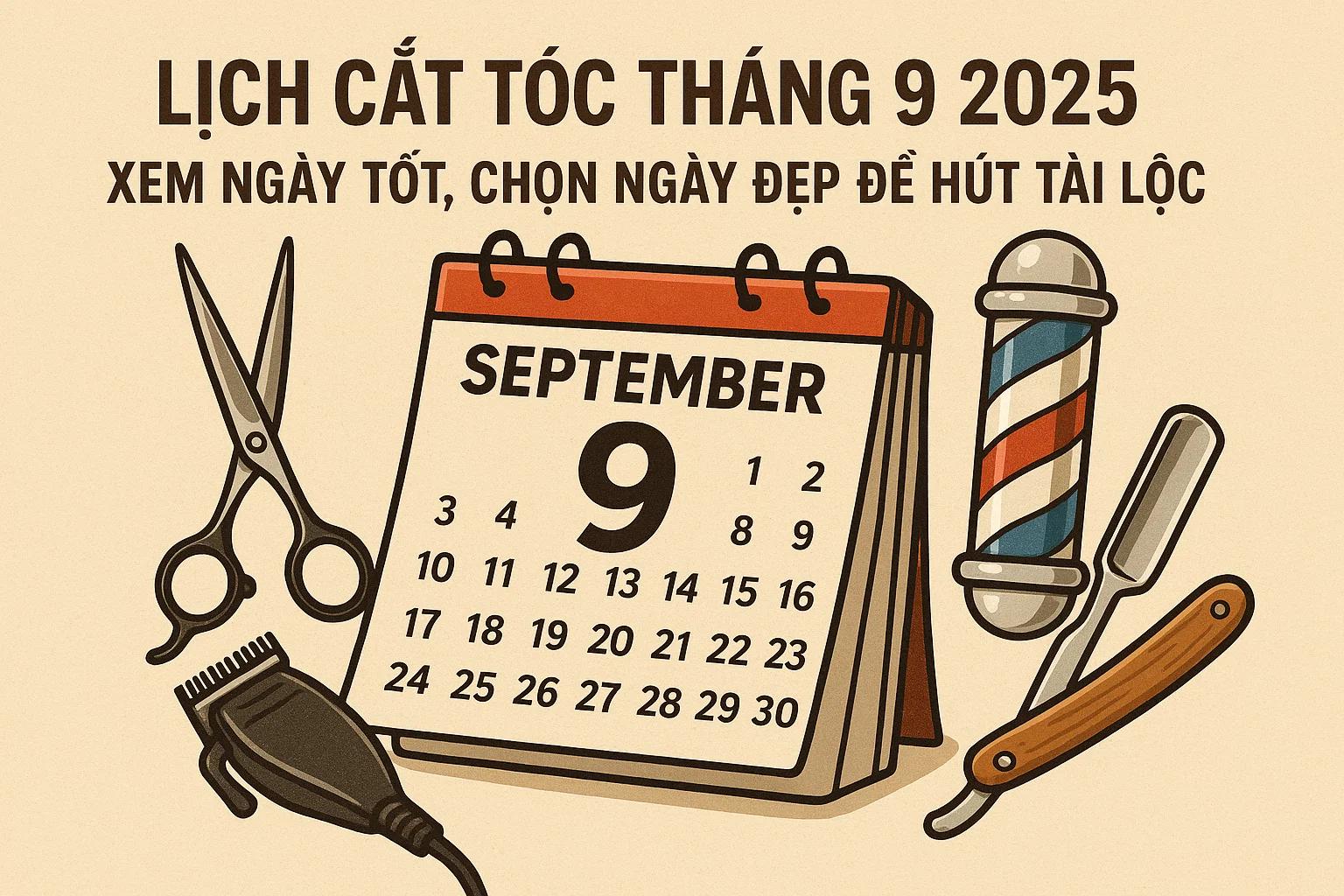 Lịch cắt tóc tốt - xem ngày cắt tóc đẹp t9.2025