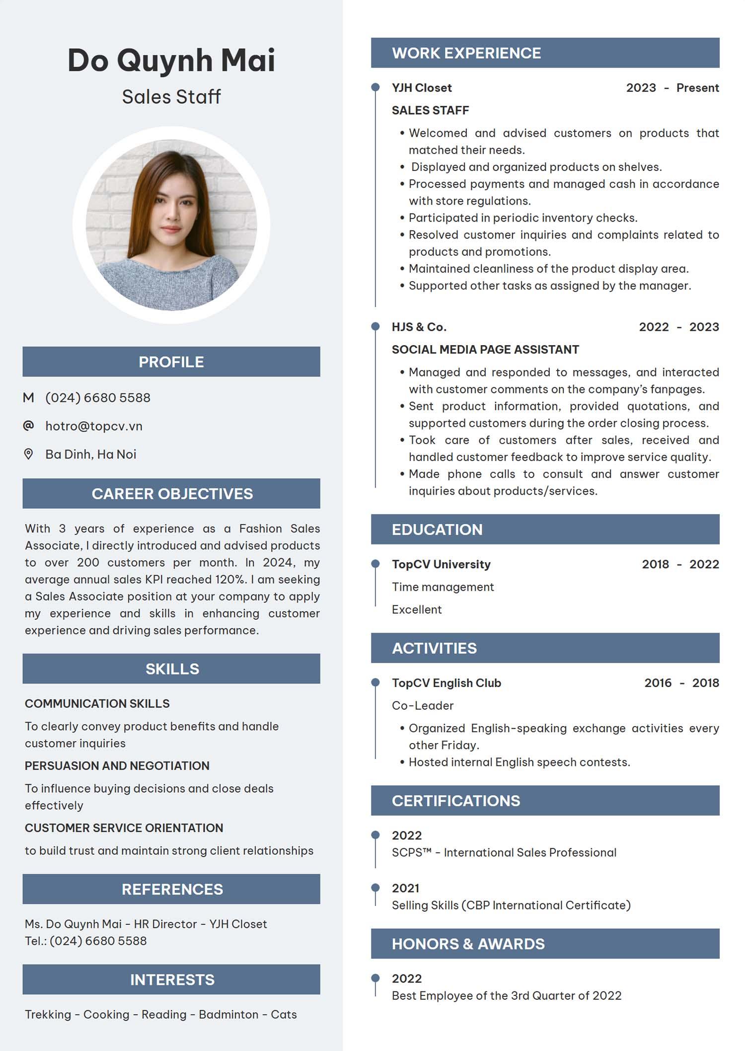 cach viet cv tieng anh