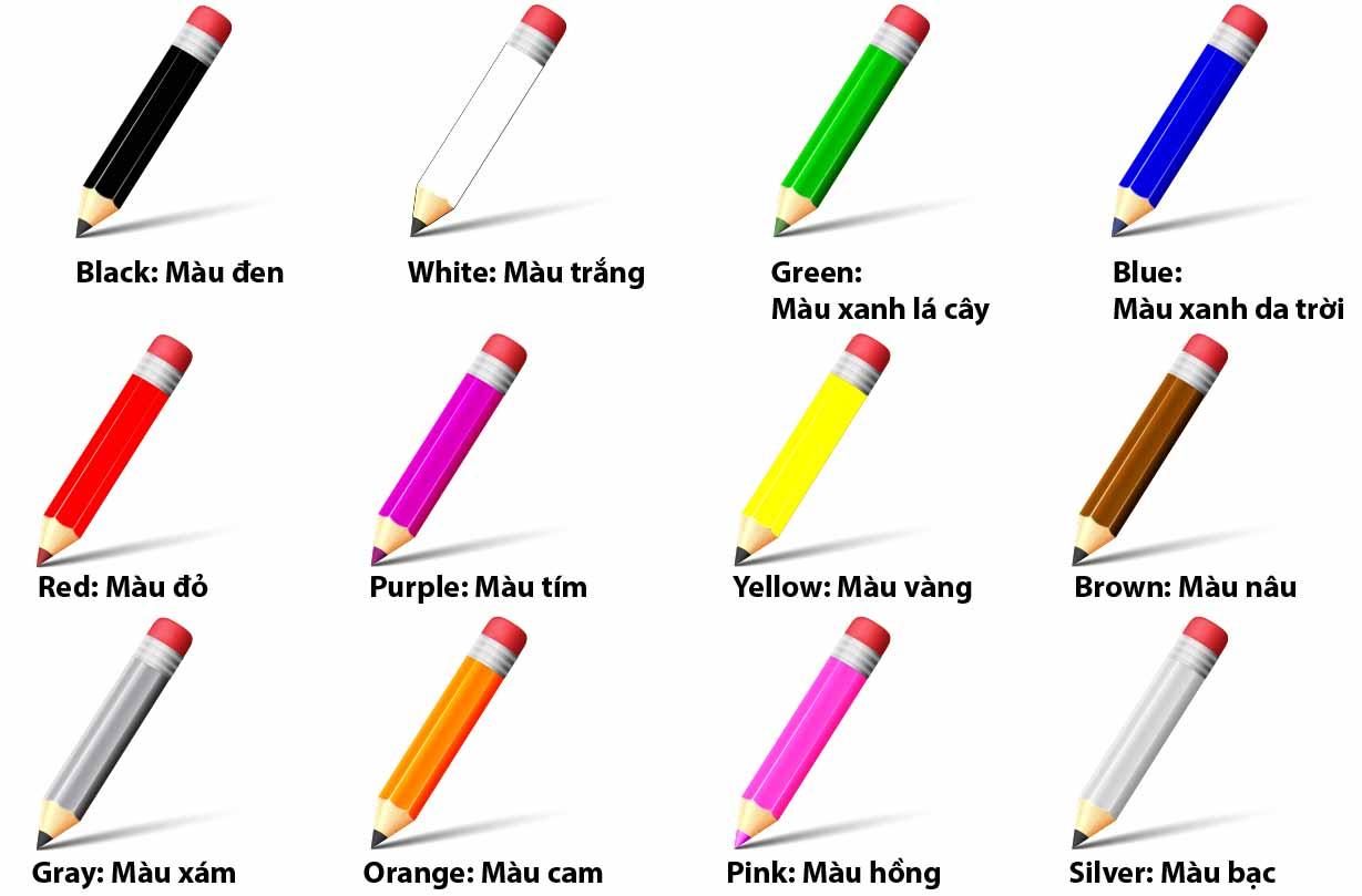 12 màu sắc bằng tiếng Anh