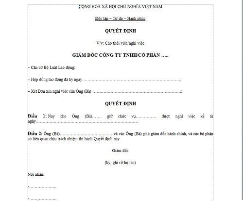 quyet dinh cho nghi viec