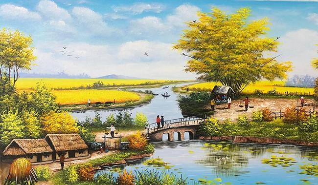 Ngôi nhà Năm gian nhà cỏ thấp giữa khung cảnh làng quê mùa thu yên bình