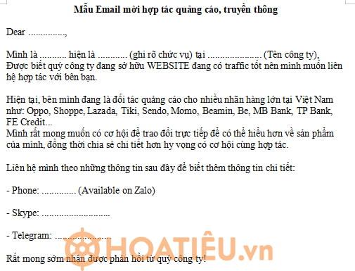 Cách viết email mời kol