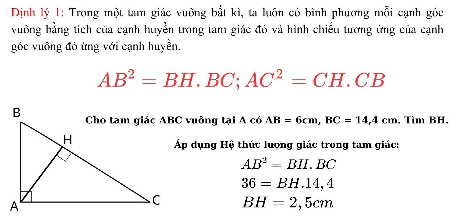 hệ thức lượng trong tam giác vuông công thức