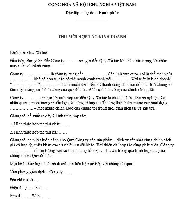 Mẫu công văn gửi đối tác, khách hàng chuyên nghiệp nhất