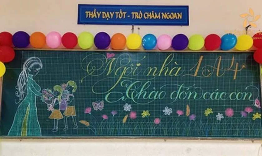 Trang trí bảng khai giảng 2025 chủ đề thầy cô