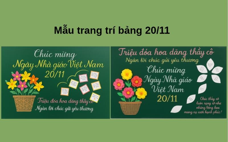 Những mẫu trang trí bảng 20/11 đẹp, độc đáo