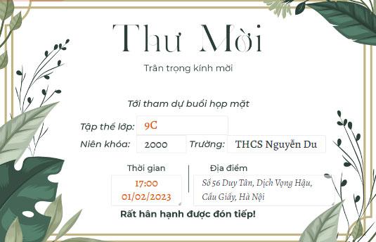 Hình ảnh giấy mời họp lớp đẹp