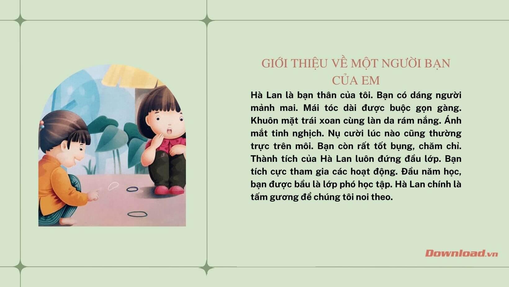 Đoạn văn giới thiệu về một người bạn của em