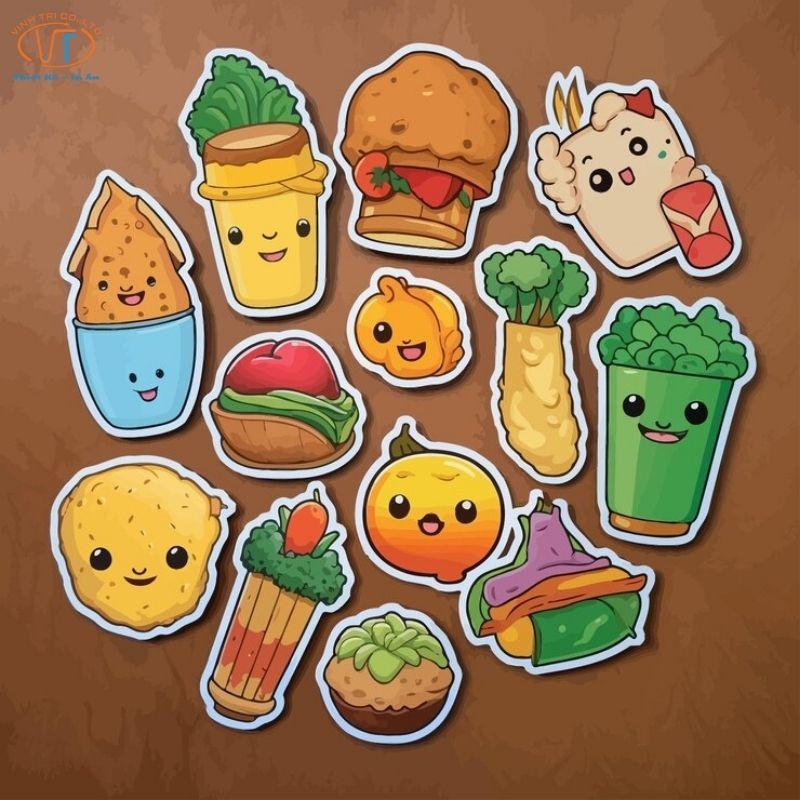 Sticker đồ ăn bằng nhựa