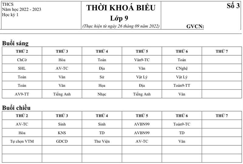Lớp 9 ở Việt nam