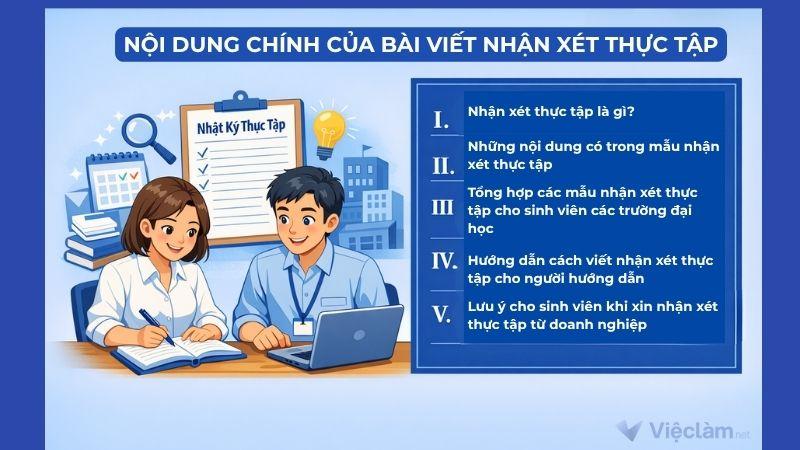 Nội dung chính của bài viết Nhận xét thực tập tại Vieclam.net