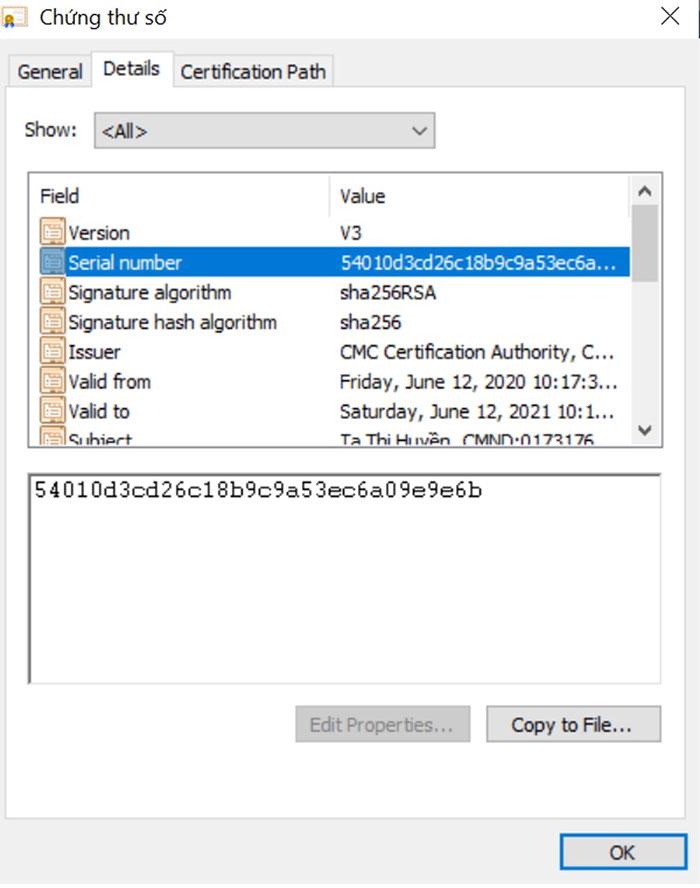 Số hiệu chứng thư số (Serial number)