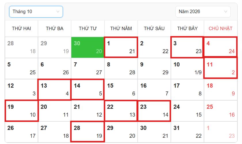 Ngày đẹp cắt tóc tháng 10/2026